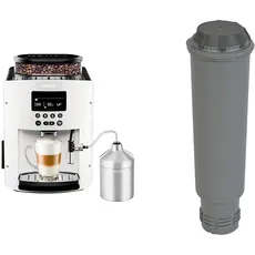 Krups EA8161 Kaffeevollautomat (1,8 l, 15 bar, LC Display, AutoCappuccino-System), weiß & F 088 01 Wasserfilter f. alle Orchestro-Modelle Espresso-/Kaffeemaschinenzubehör