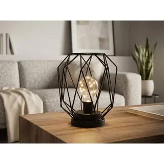 Kleine Industrial LED Tischlampe kabellos Batteriebetrieb, Dekolampe Schwarz - Schwarz