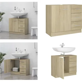 vidaXL Waschbeckenunterschrank Sonoma Eiche 63x30x54 cm Holzwerkstoff - Badezimmerschrank - Badezimmerschränke - Schrank - Schränke - Braun