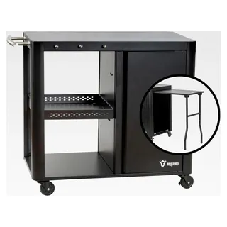 Grillwagen 95 x 50 x 80 cm | Schwarz | Grilltisch mit großer Arbeitsfläche | Beistelltisch, Outdoor Grill Trolley | Servierwagen, Gartentrolley - Schwarz