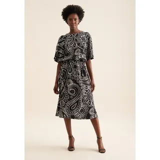 Midirock SEIDENSTICKER "Schwarze Rose", Damen, Gr. 38, schwarz, 100% Leinen, Paisley, normal, Röcke Midirock