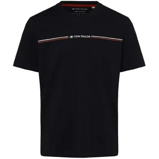 Tom Tailor T-Shirt mit Label-Print, Marine, M