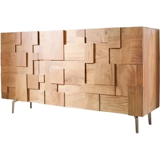 DeLife Sideboard Puzzle 145 cm Akazie Natur Winkelfuß Edelstahl,