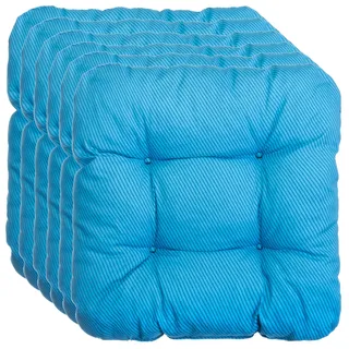 Brandsseller Kissen-Set Sitzkissen Dekokissen Stuhlkissen Zierkissen Stuhlauflage - (6er-Set, Streifen-Blau)
