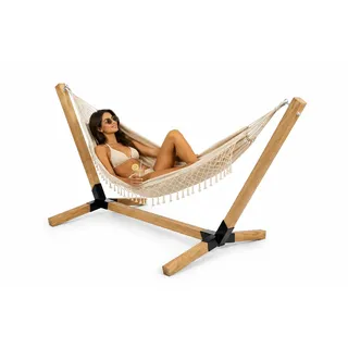 EcoTraps Hängemattengestell aus Buchenholz 325 cm – Premium Holzgestell Braun für Hängematte
