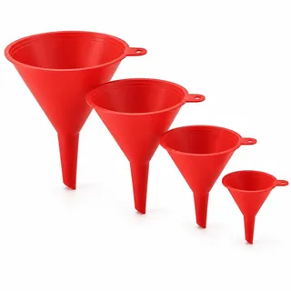 Mulbijeo Trichter Küche 4 Stück, Lebensmittelechter Kunststoff, Universal Breiter Mund Funnel, Ohne BPA, Lavables Haushaltstrichter, Stapelbaren Designs, für Flüssigkeiten und Trockenes