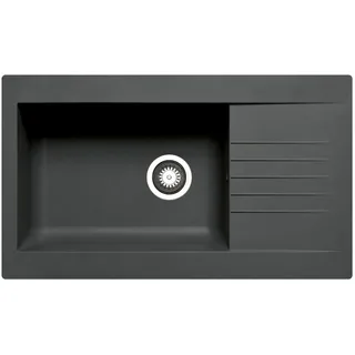 PYRAMIS Siroko links Einbauspüle Verbundwerkstoff Schwarz Handbetätigung 860 x 500 mm