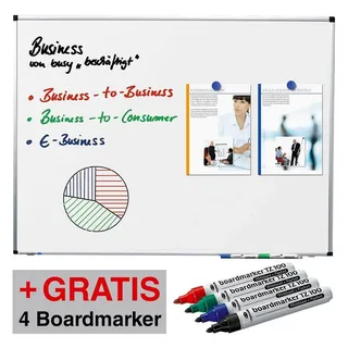 Legamaster AKTION: Legamaster Whiteboard PREMIUM 100,0 x 75,0 cm weiß spezialbeschichteter Stahl + GRATIS 4 Boardmarker TZ 100 farbsortiert