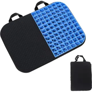 Ibenzoa® Gelsitzkissen, tragbar & faltbar – druckentlastende Gelkern‐Unterstützung, flexible verstellbare Form für ergonomischen Sitzkomfort bei Reisen & Homeoffice, inkl. Tragetasche - Blau