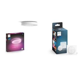 Philips Hue White & Color Ambiance Infuse Deckenleuchte L (3.700 lm) & Tap Dial Switch Drehschalter, weiß, personalisierbar via Hue App, Zubehör