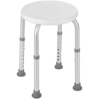 Duschhocker, Badhocker, Duschstuhl mit Rutschfesten Gummifüßen, Stabil, Leichter, 8-Fach Höhenverstellbar (36-54 cm), für ältere Senioren, Behinderte, Schwangere