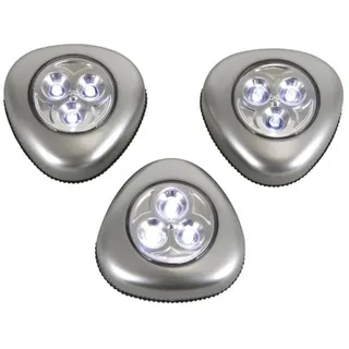 Perel Selbstklebende LED-Leuchten 3 Stk 6,0 cm grau