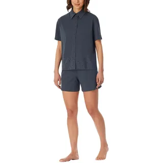 Schiesser Damen Pyjama Kurze Hose Kurzarm-Casual Nightwear Pyjamaset, Graphit_182537, 42