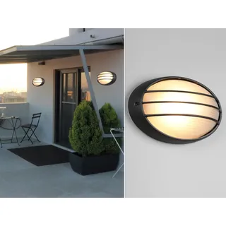 Außenwandleuchten schwarz oval Breite 32cm Gitterlampen Terrassenlampen IP44 - Schwarz