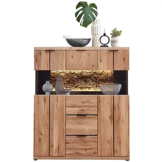 Wohn-Concept Donna Highboard Wildeiche Massivholz/Echtkork Bianco furniert