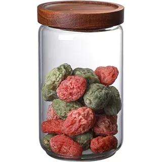 Vorratsgläser mit Holzdeckel 500 ml/750 ml/1000 ml luftdichte Vorratsdose Glas elegante Glasbehälter Gewürzdosen rund BPA-freie Silikondichtung für Kekse Tee Zucker