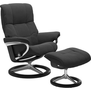 Stressless® Relaxsessel »Mayfair«, (Set, Relaxsessel mit Hocker), mit Hocker, mit Signature Base, Größe S, M & L, Gestell Schwarz, grau