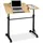 Laptoptisch höhenverstellbar, HxBxT: 110x100x50 cm, Holz, Rednerpult, bremsbare Rollen, 2 Ablagen, Natur