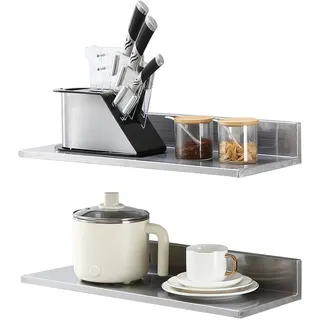 VEVOR Gewürzregal Wandregal 2-teilig, Hängendes Küchenregal 610 x 218 x 85 mm, Schweberegal Edelstahl 20 kg Belastbar, Regalbrett Wandboard Gewürzregal Geeignet für Küchen, Restaurants, Hotels usw.