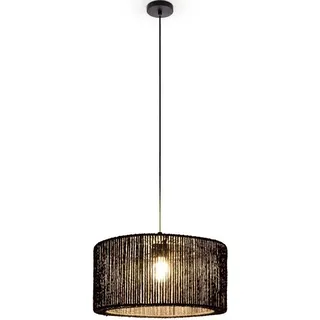 Paco Home Pendelleuchte Esstisch Esszimmer Lampe E27 Papier Boho Lampenschirm Groß, schwarz