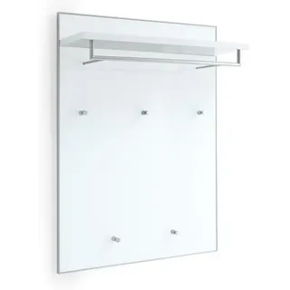 Novel Garderobenpaneel , Weiß , Glas, Holzwerkstoff , 80x109x27 cm , Goldenes M, Made in Germany, DGM-Klimapakt , Aufhängemöglichkeit , Garderobe, Garderobenpaneele, Garderobenpaneele