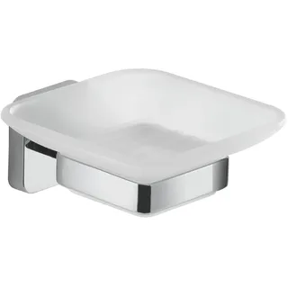 Gedy Tonga Seifenschale zur Wandmontage, Chrom, Edelstahl und Glas, 10,3 x 11,6 x 5, selbstklebend, ohne Bohren