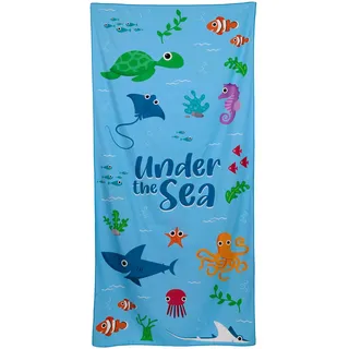 Puckator Mikrofaser Strandtuch Under The Sea Meerestiere Multicolor, 90% Polyester, 10% Polyacryl.