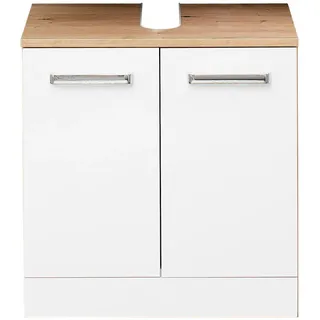 Xora Waschbeckenunterschrank , Weiß, Eiche Artisan , Holzwerkstoff , 55x56x33 cm , Made in Germany , stehend , Holzmöbel, Holzschränke, Waschbeckenunterschränke Holz