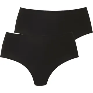 High-Waist-String LASCANA, Damen, Gr. 40/42, schwarz, Microfaser, Obermaterial: 77% Polyamid, 23% Elasthan, unifarben, körpernah, Unterhosen High-Waist-String, aus weicher und hoch elastischer Microfaser, Topseller