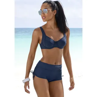 Bikini-Hotpants LASCANA, Damen, Gr. 44, N-Gr, blau (marine), Polyamid, unifarben, Badehosen Bikini-Hotpants, mit seitlicher Raffung, Topseller