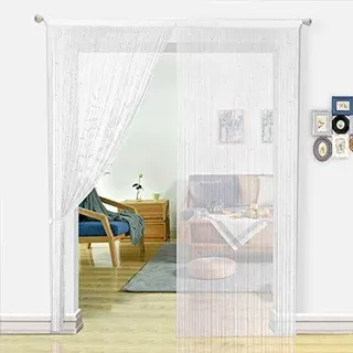 Ibenzoa® Perlenvorhang aus Polyester – dekorativer Tür- & Raumteiler für Wohnzimmer, Schlafzimmer & Eingang, schützt vor Schmutz und fliegenden Insekten, 10 Farben, 2 Größen, zuschneidbar - Weiß