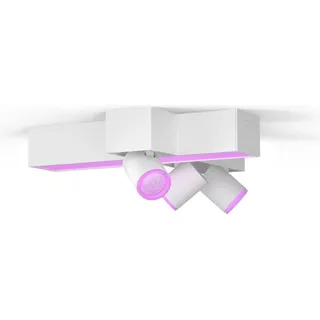 Philips Hue White and Color ambiance Centris Dreierspot mit CrossDesign weiß, Intelligenter Einbaustrahler, Bluetooth/Zigbee, Weiß, LED, Metall, GU10 - Weiß