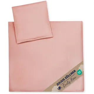 Julius Zöllner Kinderbettwäsche 80x80 + 35x40 cm | 2-teiliges Set aus Deckenbezug und Kissenbezug aus 100% Baumwollmusselin | Oeko-TEX Standard 100 | Dusty Rose