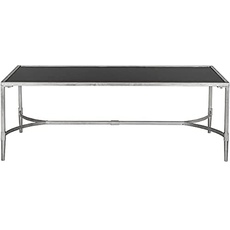 SAFAVIEH Modern Accent Table with Iron Legs, in Silver and Black, 66 X 127 X 45.72