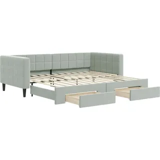 vidaXL Tagesbett Ausziehbar mit Schubladen Hellgrau 90x200 cm Samt - Grau