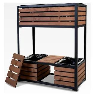Hochbeet Cube Compact aus Metall und Holz - Etagen Gemüse- und Kräuterbeet für Terrasse, Balkon und Garten - Grau