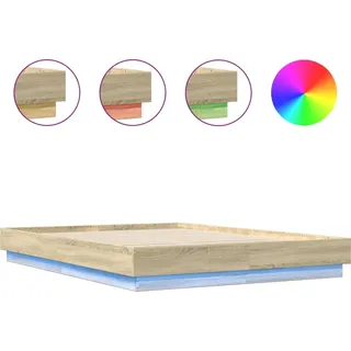 vidaXL Bettgestell mit LED Sonoma-Eiche 120x200 cm - Braun