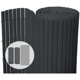 VOUNOT PVC Sichtschutzmatte 100 x 300 cm Verstärkung Innen, Sichtschutz für Garten Balkon Terrasse Zaun, Sichtschutzzaun Balkonverkleidung Windschutz, Grau