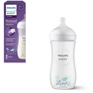 Philips Avent, Natural Response Babyfläschchen 330 ml mit Durchflussrate 4, Sauger ab 3 Monat,