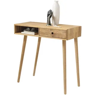 Mid.you Konsolentisch , Naturfarben , Holz , Eiche , massiv , rechteckig , rund , 80x80x35 cm , Holzmöbel, Holztische, Wohnzimmertische Holz, Konsolentische Holz