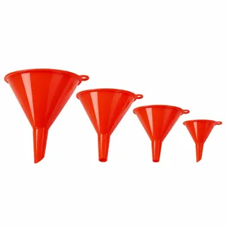 Universal Trichter, 4er-Set, Trichter Küche zum Befüllen von Flaschen und Behältern, Mini, Klein, Mittel & Groß, Flüssigkeiten und trocken, für Gas, Autoöl