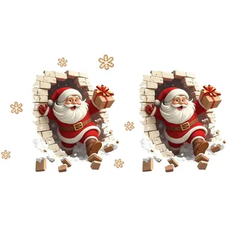 Weihnachtsmann Bricht Ziegelsteine Wandtattoo | Weihnachtsman Wandaufkleber | Selbstklebend Weihnachtsmann Wandtattoo | Lustige Wandaufkleber Aufbrechen Weihnachts Deko für Zuhause