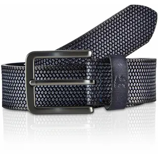 Ledergürtel LERROS "Gürtel *Lewis* aus geprägtem Büffelleder", Herren, Gr. 85, blau (navy), Leder, Gürtel Ledergürtel
