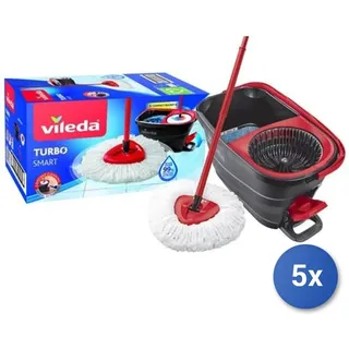 5X Bundle Vileda Turbo Smart System Mit Mop Und Eimer Einzelner Tank Schwarz
