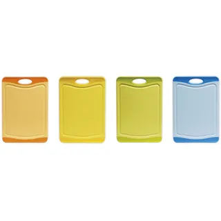 Excelsa Security Schneidebrett antibakteriell Kunststoff, Orange/Gelb/Grün/Blau, 20 x 14 x 1 cm