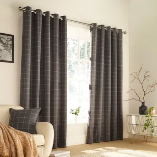 furn. Ellis Ösenvorhänge Gardinen (Paar) - Fertig - Polyester - Grau - 229Cm X 229Cm, Polyester, Grau, 229 X 229Cm (90" X 90" Zoll)