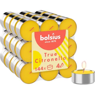 Bolsius 144 Outdoor-Duftteelichter mit Citronella, gelb