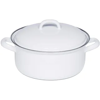 Riess, 0126-033, Kasserolle mit Deckel Ø 12cm, WEISS, Emaille, Vol. (rec.): 0,5 Liter, Made in Österreich, LBH: 18,4x13,8x10,5cm, 0,560kg, Induktionskocher kompatibel, Gasherd geeignet, Ofenfest