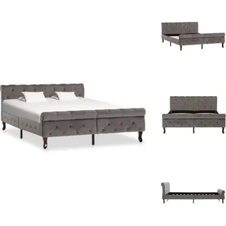 vidaXL Bettgestell Grau Samt 140 x 200 cm - Betten & Bettgestelle - Grau