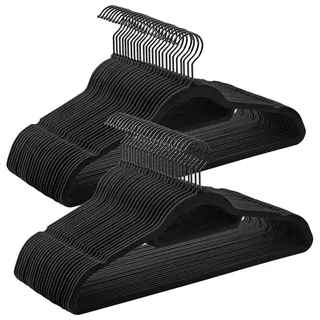 Songmics Kleiderbügel Samt Schwarz 50 St.